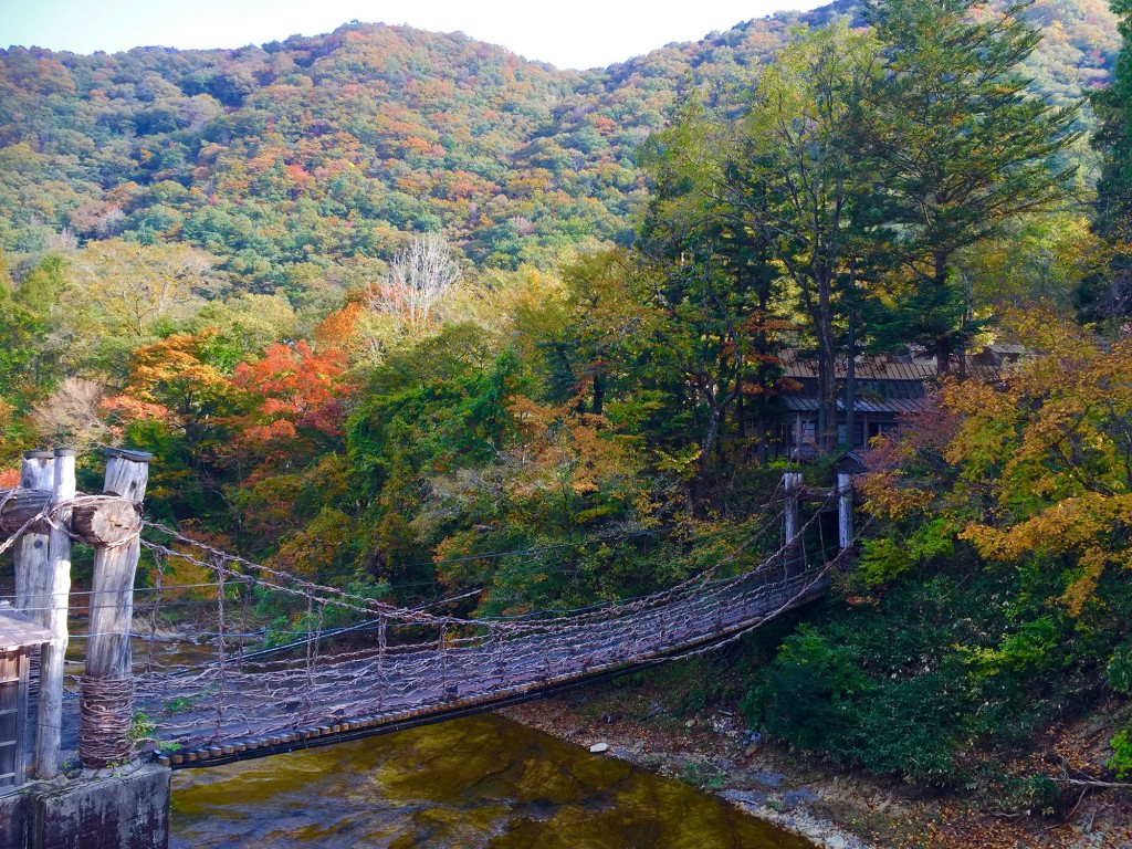 湯西川温泉　本家伴久　紅葉のかずら橋